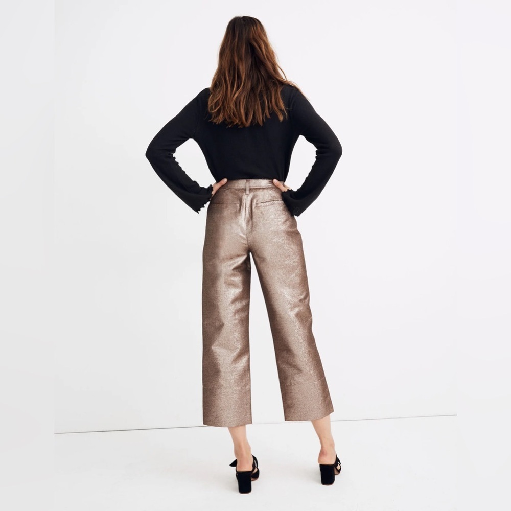 Madewell  Wide gold sparkle metallic trouser pant 28 festival 70s capri - Picture 13 of 13